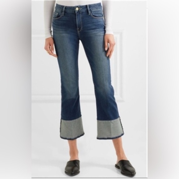 Frame Denim Crop Blue Flare Wide Leg Jeans - Picture 1 of 10